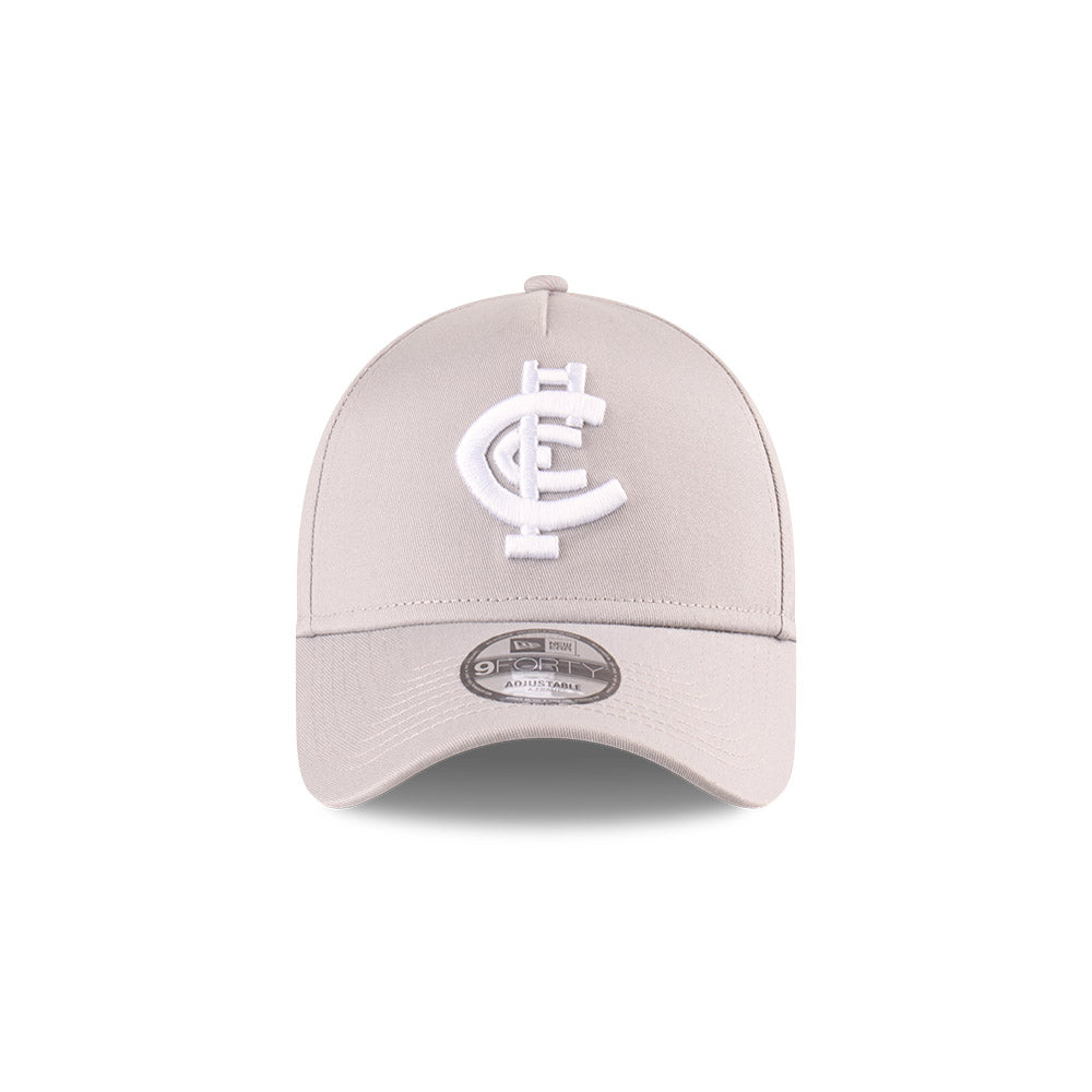 Carlton Blues Hat - 2025 Grey White 9Forty A-Frame AFL Snapback Cap - New Era